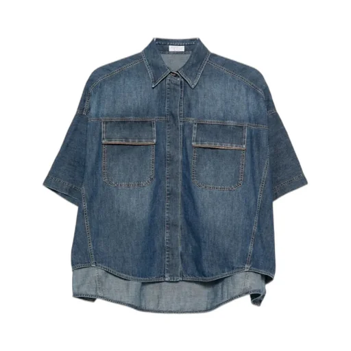 Short-Sleeved Denim Shirt