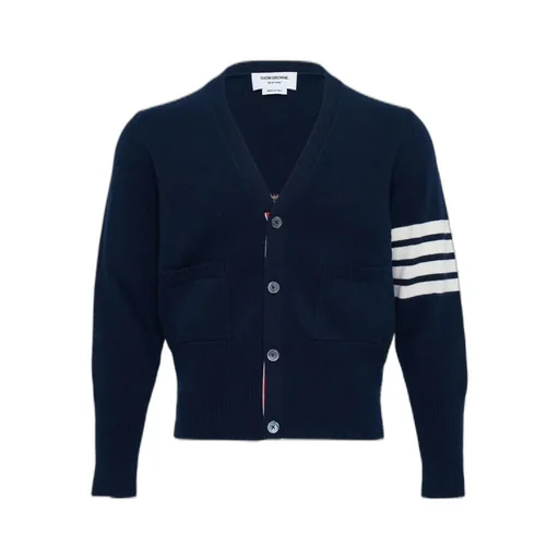 Thom Browne 4 Bar Stripe V-Neck Button-Up Cardigan