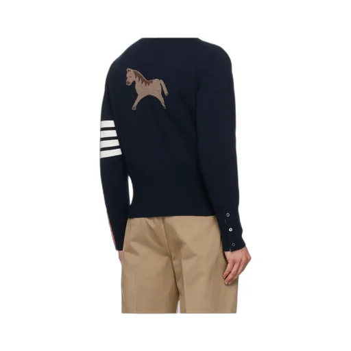 Thom Browne 4 Bar Stripe V-Neck Button-Up Cardigan