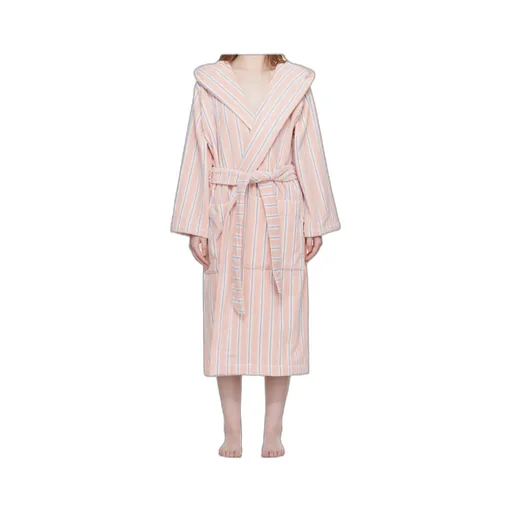 Hooded Striped-Pattern Bathrobe