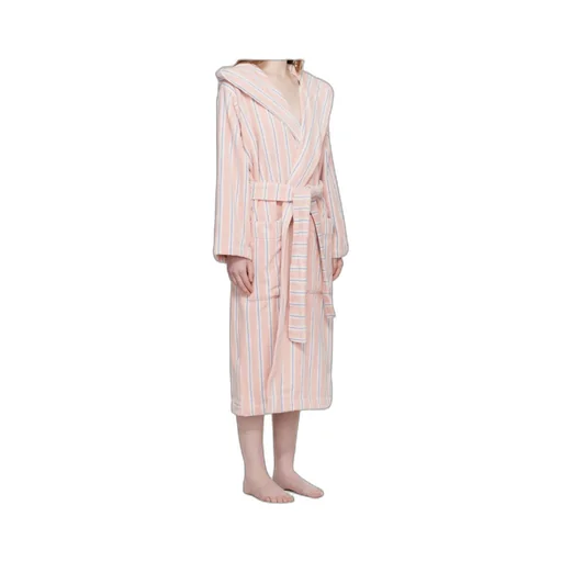 Hooded Striped-Pattern Bathrobe