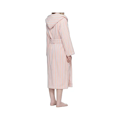 Hooded Striped-Pattern Bathrobe