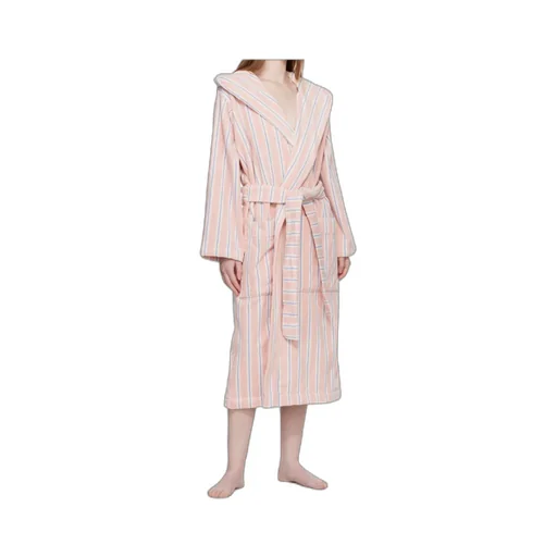 Hooded Striped-Pattern Bathrobe