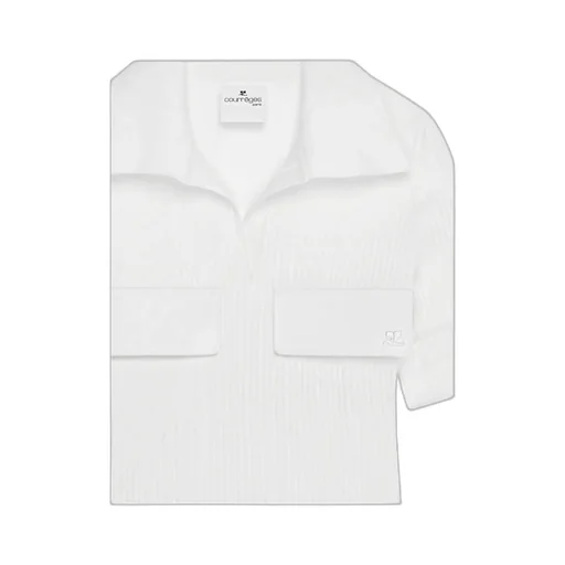 Courrges Logo Embroidered Ribbed T-Shirt