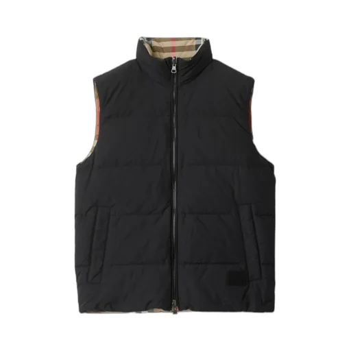 Reversible Check Nylon Puffer Gilet