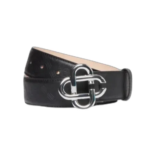 Black Silver Cc Logo Buckle Belt