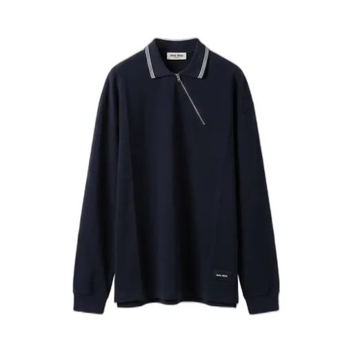 Miu Miu Zip-Detailed Long-Sleeved Polo Shirt