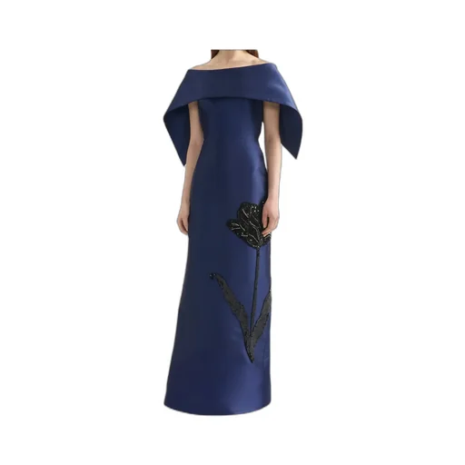 Embellished Mikado Off-The-Shoulder Gown