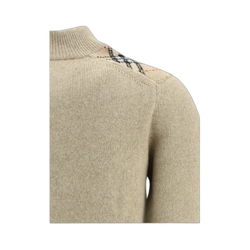 Burberry Checked Trim Zip-Up Cardigan