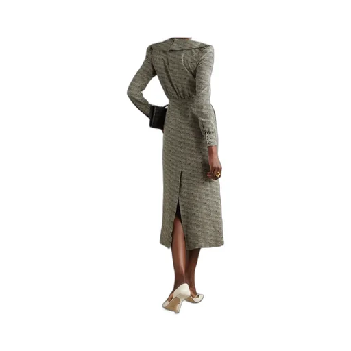 Bow-Embellished Pleated Leopard-Print Silk-Chiffon Midi Dress