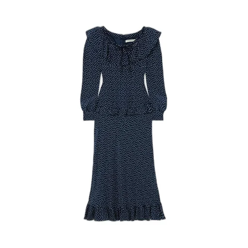 Ruffled Polka-Dot Silk Crepe De Chine Midi Dress