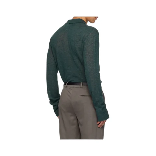 Semi-Transparent Blended Knit Polo Shirt