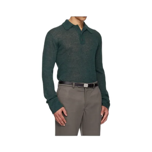 Semi-Transparent Blended Knit Polo Shirt