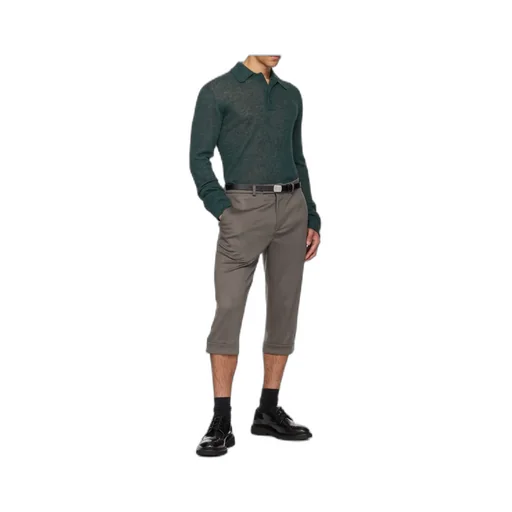 Semi-Transparent Blended Knit Polo Shirt