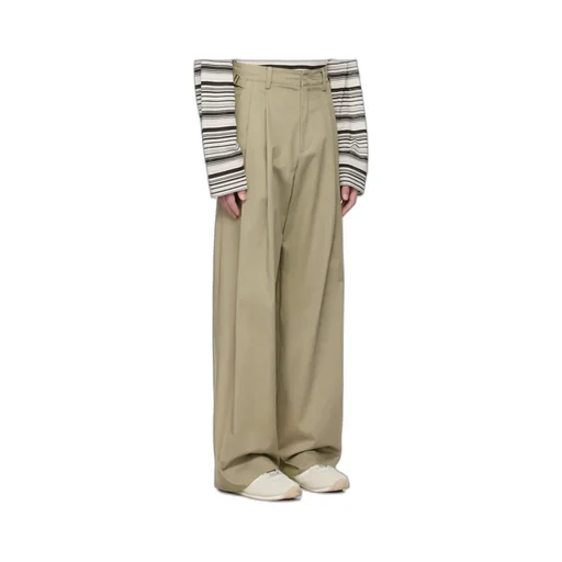 Wide-Leg Twill Casual Pants