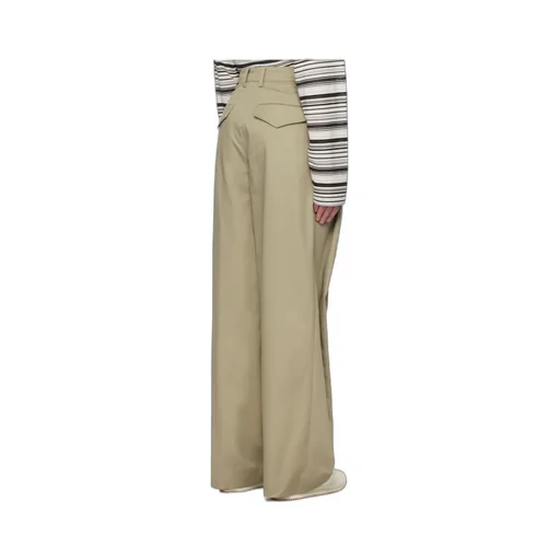 Wide-Leg Twill Casual Pants