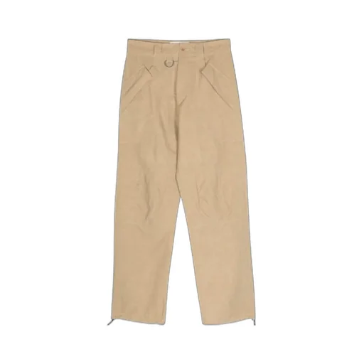Slub-Texture Straight Trousers