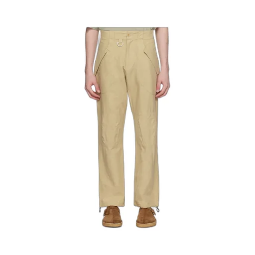Slub-Texture Straight Trousers