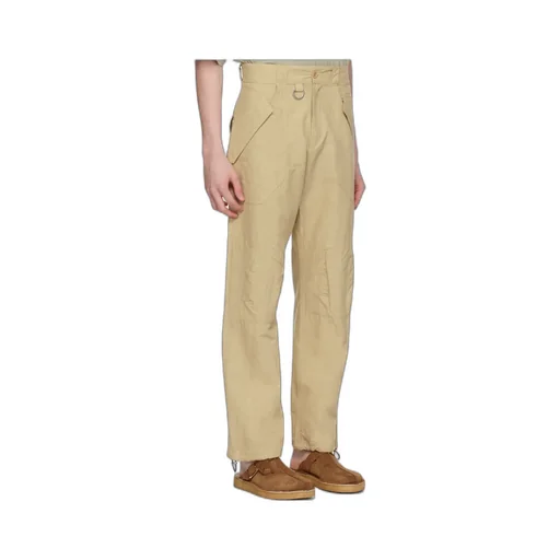 Slub-Texture Straight Trousers