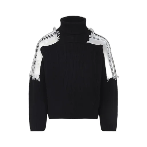 Jacquard Striped Wool Turtleneck Sweater