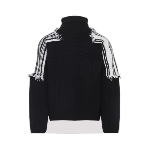 Jacquard Striped Wool Turtleneck Sweater