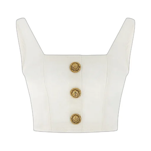 Balmain Button Cropped Top