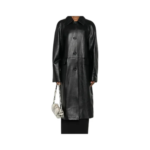 Long-Sleeved Leather Coat