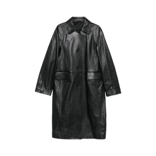Long-Sleeved Leather Coat