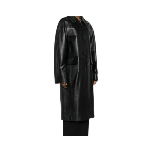 Long-Sleeved Leather Coat