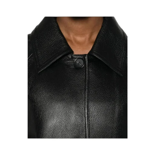 Long-Sleeved Leather Coat
