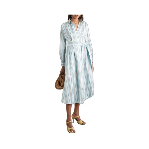 Striped Wrap Dress With Laces
