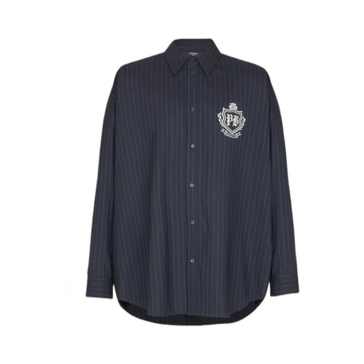 Striped Wool College Emblem Shirt