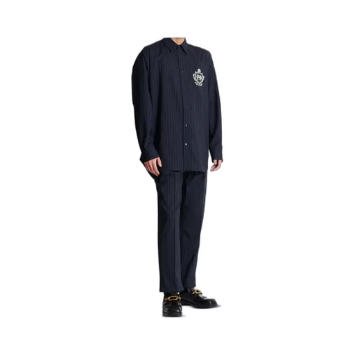 Striped Wool College Emblem Shirt