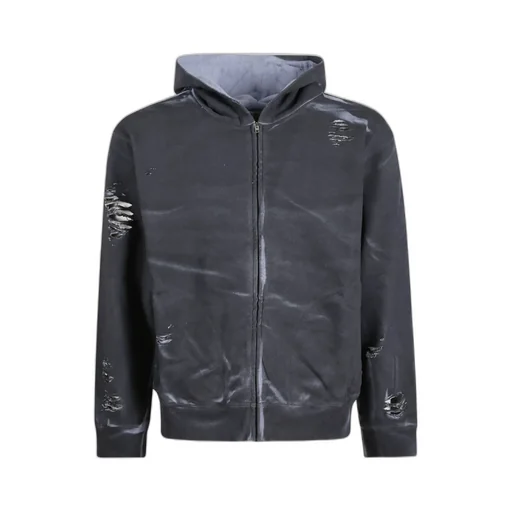 Acne Studios Logo Detailed Distressed Hoodie