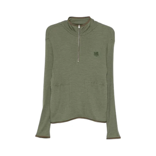 Half-Zip Wool Blend Knit Sweater