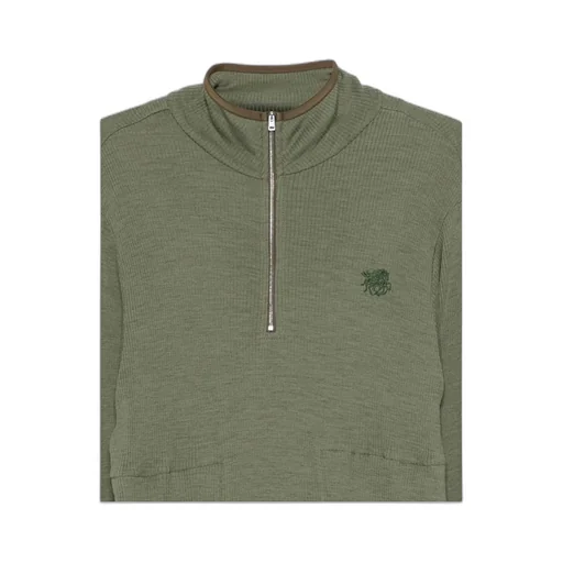 Half-Zip Wool Blend Knit Sweater