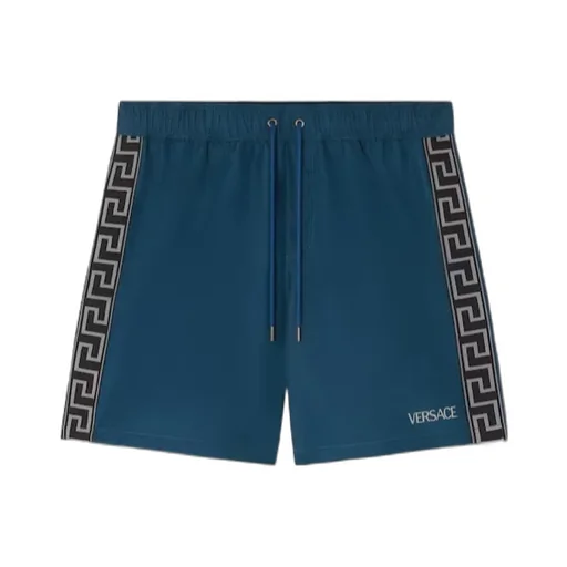 Patterned-Stripe Swim Shorts