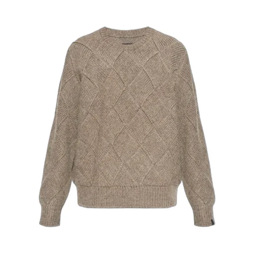 Hand-Knit Entrelac Wool Sweater