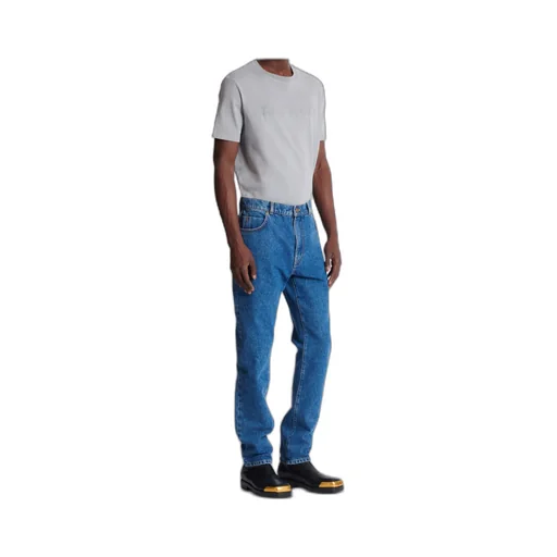Blue Denim Straight-Cut Jeans