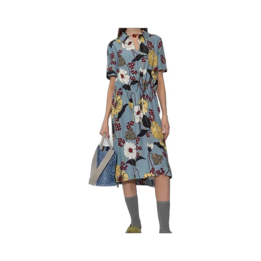 Marni Floral Print Short Sleeve Dress