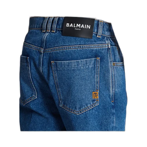 Blue Denim Straight-Cut Jeans