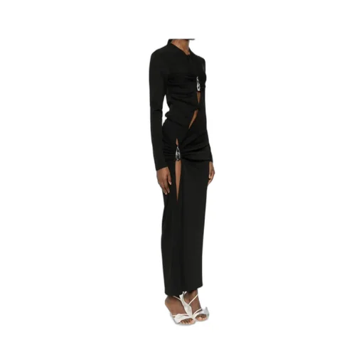 Crystal-Pendant Open-Twist Midi Dress
