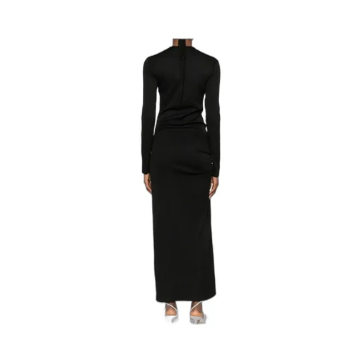 Crystal-Pendant Open-Twist Midi Dress