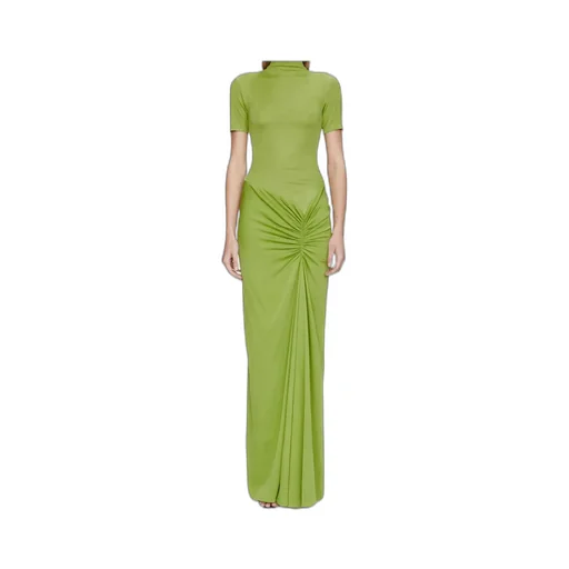 Roll-Neck Ruched Maxi Dress