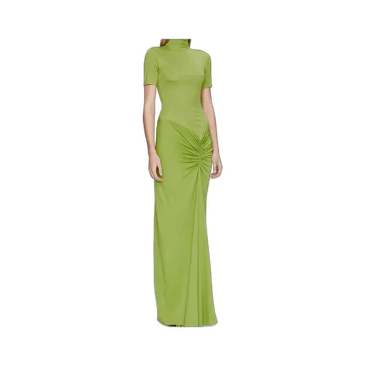 Roll-Neck Ruched Maxi Dress
