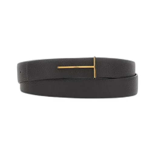 Brown Belt With T Buckle Closure In Leather Man