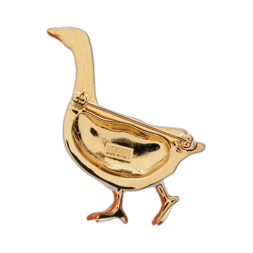 Moschino A Goose Motif Polished Brooch