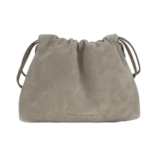 Drawstring Suede Shoulder Bag