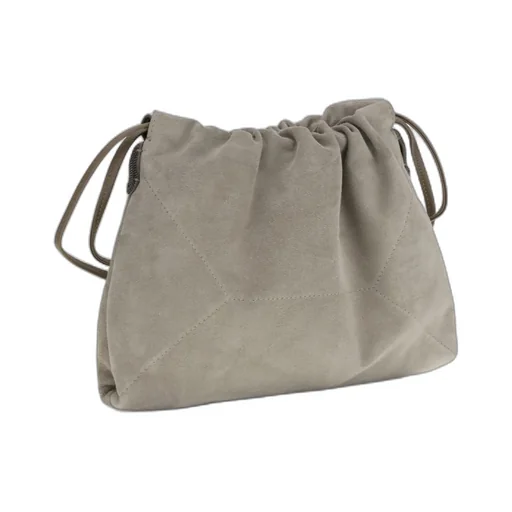 Drawstring Suede Shoulder Bag