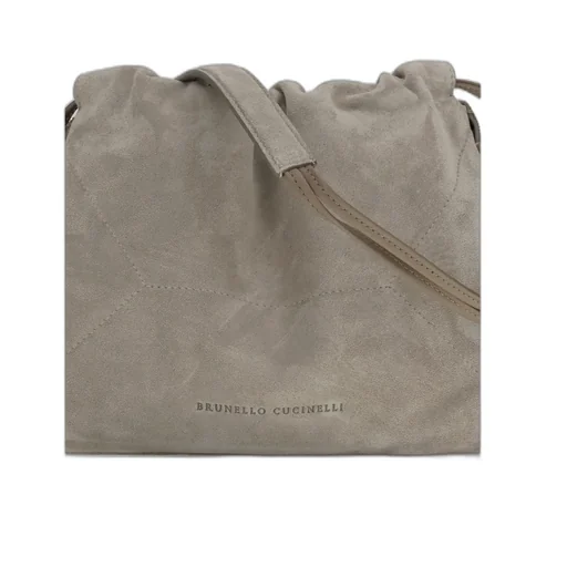 Drawstring Suede Shoulder Bag
